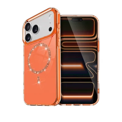 BUĞZ İphone 17 Pro Live Diamond Magsafe Kapak - Turuncu