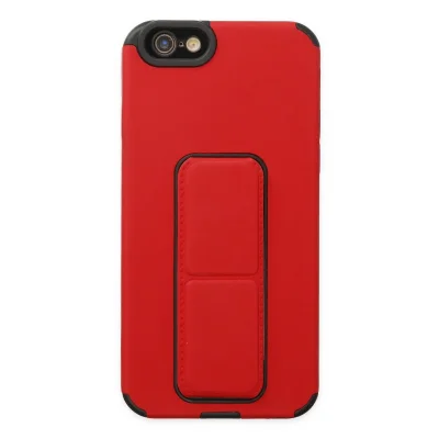 BUĞZ İphone 6 Kılıf Mega Standlı Silikon - Kırmızı