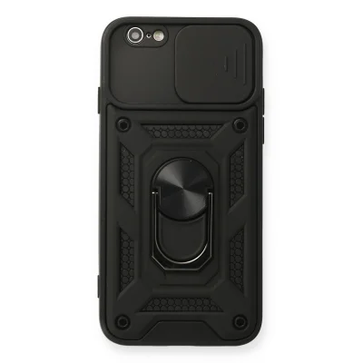 BUĞZ İphone 6 Kılıf Pars Lens Yüzüklü Silikon - Siyah