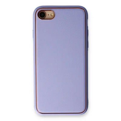 BUĞZ İphone 7 Kılıf Coco Deri Silikon Kapak - Açık Lila