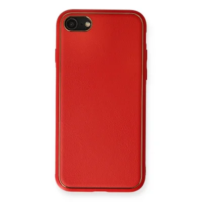 BUĞZ İphone 7 Kılıf Coco Deri Silikon Kapak - Kırmızı