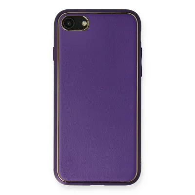 BUĞZ İphone 7 Kılıf Coco Deri Silikon Kapak - Mor