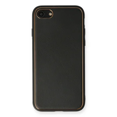 BUĞZ İphone 7 Kılıf Coco Deri Silikon Kapak - Siyah