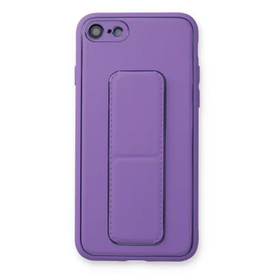 BUĞZ İphone 7 Kılıf Coco Deri Standlı Kapak - Koyu Lila