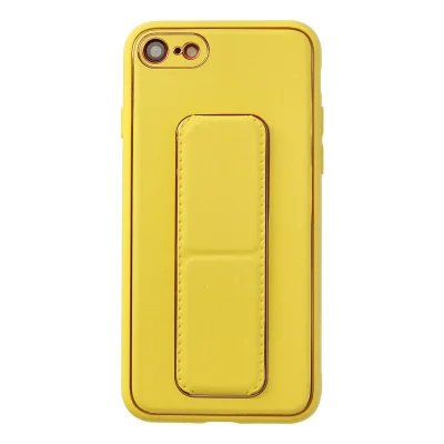 BUĞZ İphone 7 Kılıf Coco Deri Standlı Kapak - Sarı