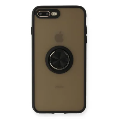 BUĞZ İphone 7 Plus Kılıf Montreal Yüzüklü Silikon Kapak - Siyah