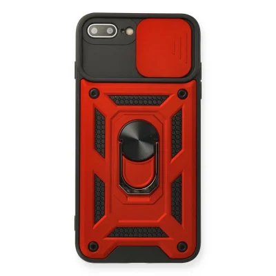 BUĞZ İphone 7 Plus Kılıf Pars Lens Yüzüklü Silikon - Kırmızı