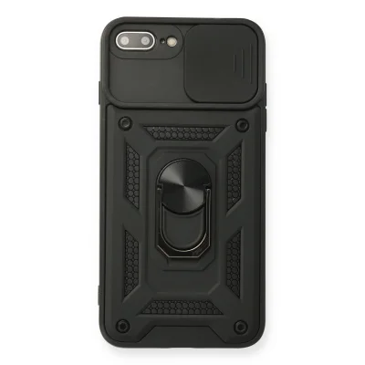 BUĞZ İphone 7 Plus Kılıf Pars Lens Yüzüklü Silikon - Siyah