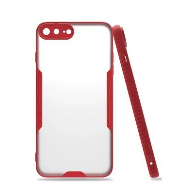 BUĞZ İphone 7 Plus Kılıf Platin Silikon - Kırmızı