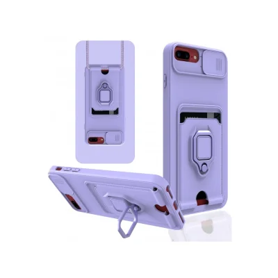 BUĞZ İphone 7 Plus Kılıf Zuma Kartvizitli Yüzüklü Silikon - Lila