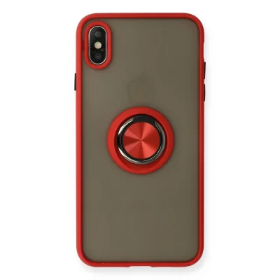 BUĞZ İphone X Kılıf Montreal Yüzüklü Silikon Kapak - Kırmızı