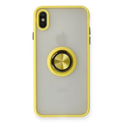 BUĞZ İphone X Kılıf Montreal Yüzüklü Silikon Kapak - Sarı