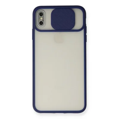 BUĞZ İphone X Kılıf Palm Buzlu Kamera Sürgülü Silikon - Lacivert