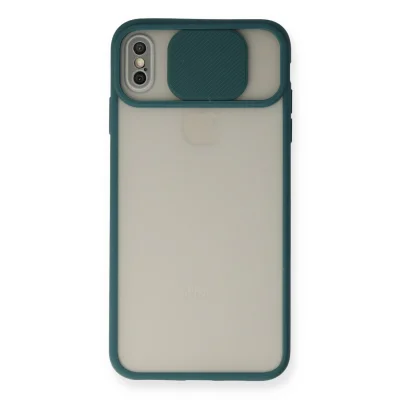 BUĞZ İphone X Kılıf Palm Buzlu Kamera Sürgülü Silikon - Yeşil