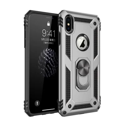 BUĞZ İphone X Kılıf Sofya Yüzüklü Silikon Kapak - Gümüş