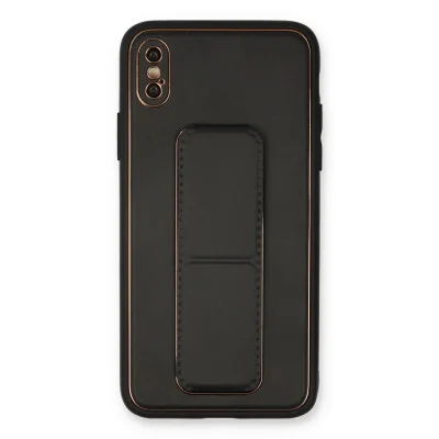 BUĞZ İphone Xs Max Kılıf Coco Deri Standlı Kapak - Siyah