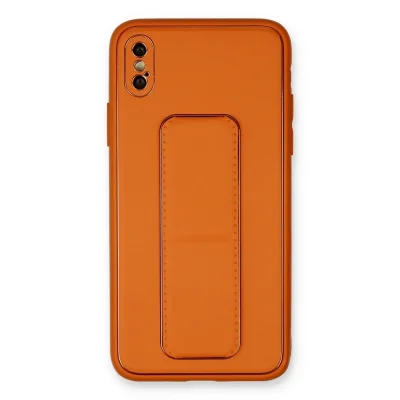 BUĞZ İphone Xs Max Kılıf Coco Deri Standlı Kapak - Turuncu