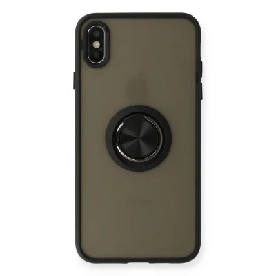 BUĞZ İphone Xs Max Kılıf Montreal Yüzüklü Silikon Kapak - Siyah