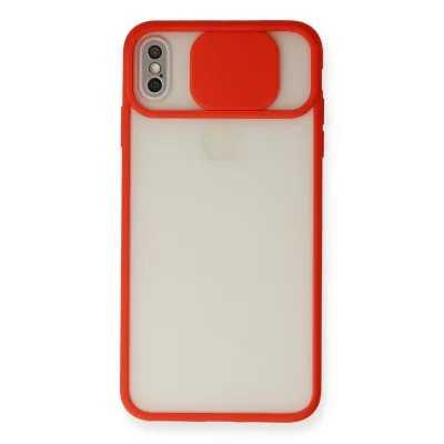 BUĞZ İphone Xs Max Kılıf Palm Buzlu Kamera Sürgülü Silikon - Kırmızı