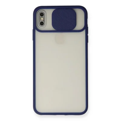 BUĞZ İphone Xs Max Kılıf Palm Buzlu Kamera Sürgülü Silikon - Lacivert