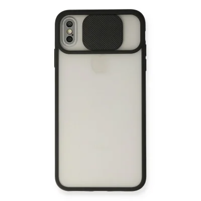 BUĞZ İphone Xs Max Kılıf Palm Buzlu Kamera Sürgülü Silikon - Siyah