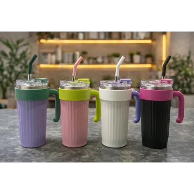 BUĞZ Isı Muhafazalı Kulplu Ve Pipetli Çelik Termos Kupa Bardak