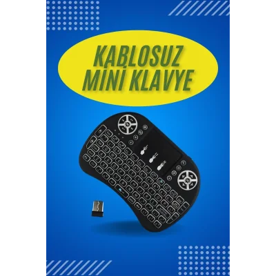  Işıklı Kablosuz Mini Klavye ve Dokunmatik Mouse Seti Türkçe Kablosuz