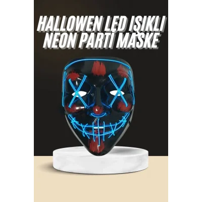 BUĞZ Işıklı Led Maske Parti Eğlence Maskesi Hallowen Neon Maske