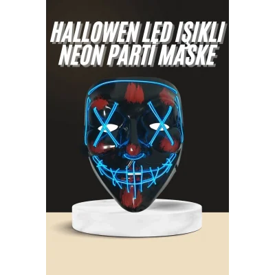  Işıklı Led Maske Parti Eğlence Maskesi Hallowen Neon Maske