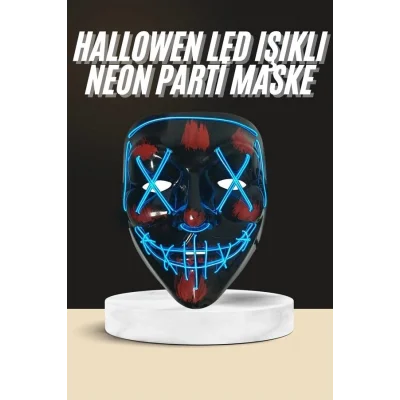 BUĞZ Işıklı Led Maske Parti Eğlence Maskesi Hallowen Neon Maske - Lisinya