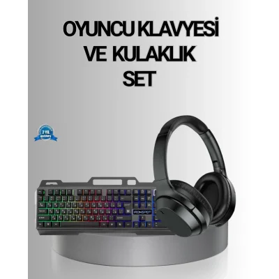 BUĞZ Işıklı Oyuncu Klavye Mouse ve Bluetooth Kulaklık Seti Türkçe Q USB