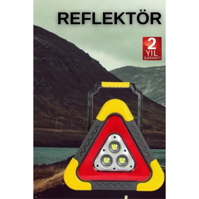 BUĞZ Işıklı Üçgen Reflektör Led Projektör Acil Durum Feneri Flaşör 500 Lümen