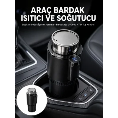 BUĞZ Isıtma Soğutma Özellikli Araç Bardaklığı Çakmak Girişli Akıllı Yeni Nesil