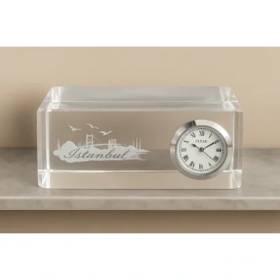 BUĞZ İstanbul Tasarımlı Kristal Saatli Biblo
