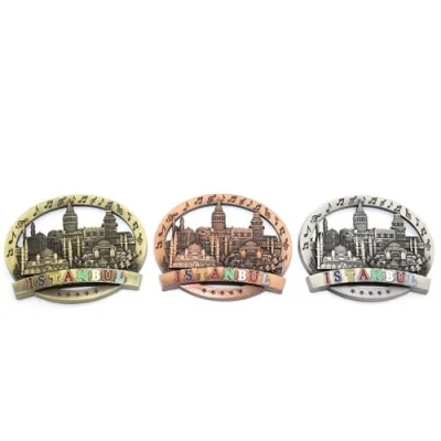  İstanbul Temalı Metal Magnet Yuvarlak Tasarım
