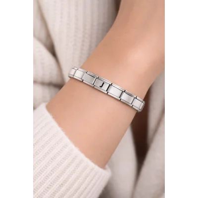 BUĞZ J Harfli Çelik Bileklik – Kişiye Özel Baş Harf Bileklik – Paslanmaz Çelik Zarif Bileklik