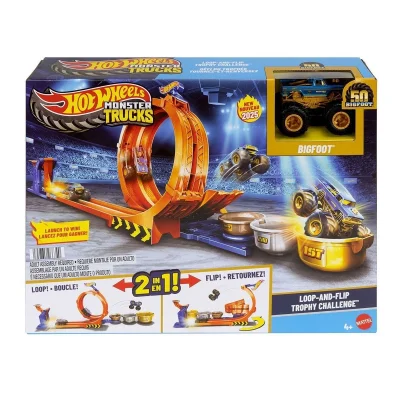  JBX64 Hot Wheels Monster Trucks Döngü ve Takla Bigfoot Oyun Parkuru