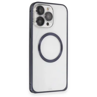 BUĞZ Joko İphone 15 Pro Kılıf Metal Bumper Magneticsafe Kapak - Lacivert