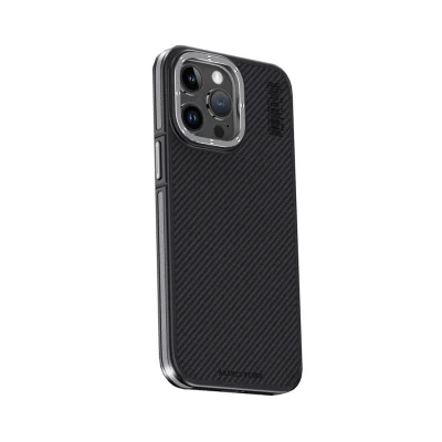 BUĞZ Joko  İphone 15 Pro Max Kılıf Aramid 600d Kevlar Karbon Fiber Magsafe Kapak - Gri