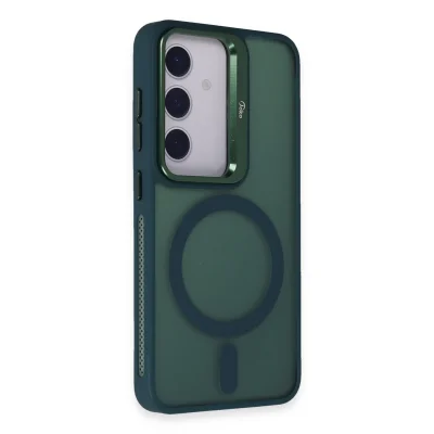 BUĞZ Joko Samsung Galaxy S24 Flet Lens Magsafe Kapak - Koyu Yeşil