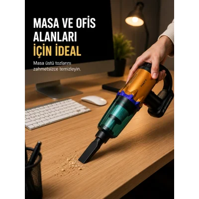 BUĞZ Kablosuz Araç Süpürgesi Yıkanabilir Filtreli Taşınabilir El Tipi Süpürge