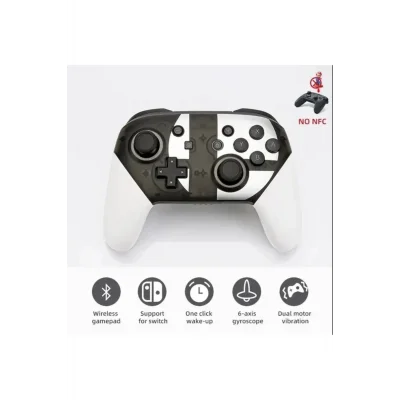 BUĞZ Kablosuz Bluetooth bağlantılı beyaz joystick, Switch Pro uyumlu, hızlı şarj desteği yok