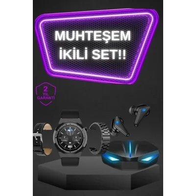 BUĞZ Kablosuz Bluetooth Bağlantılı Kulaklık ve Dokunmatik Ekran Akıllı Saat Arama Cevaplama - BUĞZ