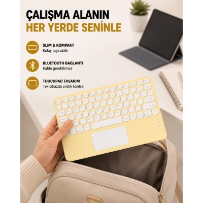 BUĞZ Kablosuz Bluetooth Klavye – Slim Taşınabilir Tasarım