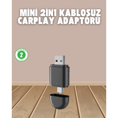 BUĞZ Kablosuz CarPlay Adaptörü – USB-A & Type-C Uyumlu Hızlı Bağlantı Cihazı