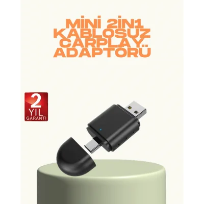 BUĞZ Kablosuz CarPlay ve Android Auto Adaptörü – USB-A & Type-C Girişli Akıllı Dönüştürücü