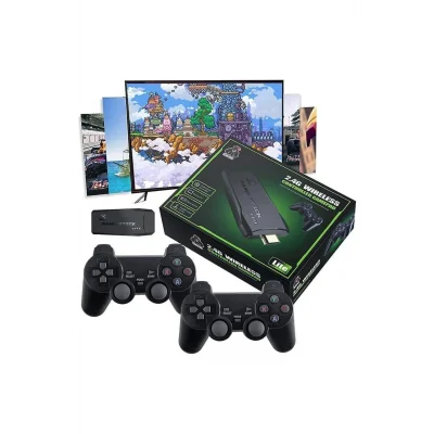 BUĞZ Kablosuz Çift Kollu Retro Oyun Kumandası, 32 GB Dahili Hafıza ile PC Uyumlu Siyah Gamepad