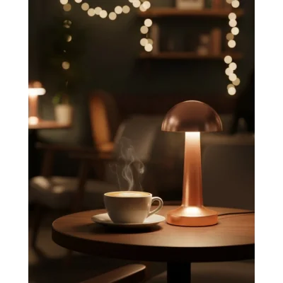 BUĞZ Kablosuz Dokunmatik Masa Lambası 3 Işık Modlu USB Şarjlı Bronz