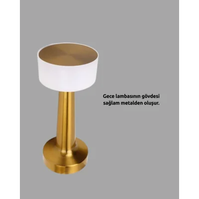 BUĞZ Kablosuz Dokunmatik Masa Lambası – Şık Modern Metal Gövde, USB Şarjlı - Lisinya
