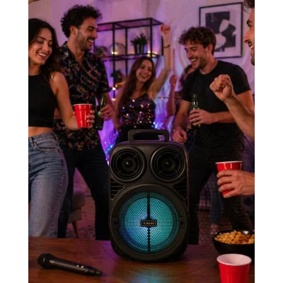 BUĞZ Kablosuz Karaoke Hoparlör Mikrofonlu RGB Işıklı 6.5 İnç Bluetooth Speaker Taşınabilir